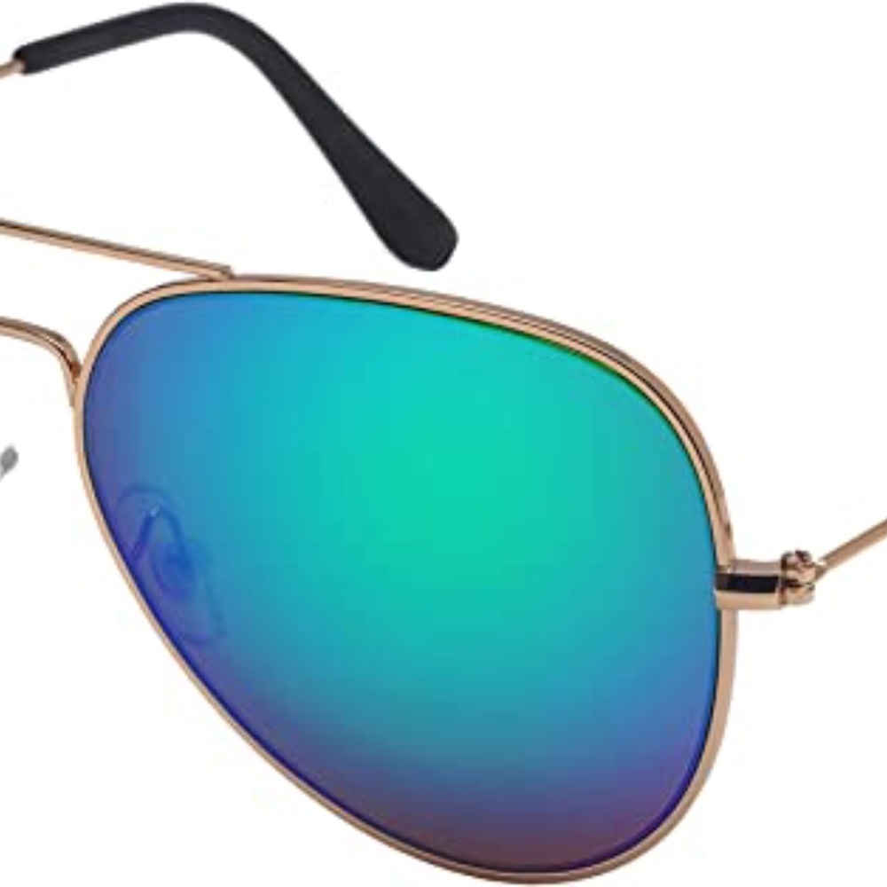 NEW Aviator Sunglasses Green Blue Lens Gold Frames - Picture 2 of 3